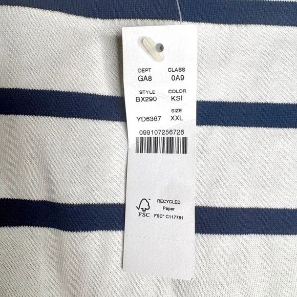 J Crew Cropped Boatneck T-shirt in Mariner Cotton Blue Stripe Sz 2X NEW Preppy - Picture 6 of 7